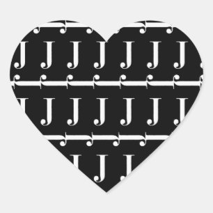 Monogram Initial Letter J, Choose Background Heart Sticker