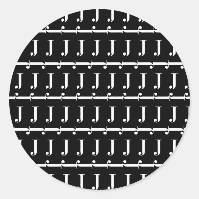 Monogram Initial Letter J Classic Round Sticker (Front)