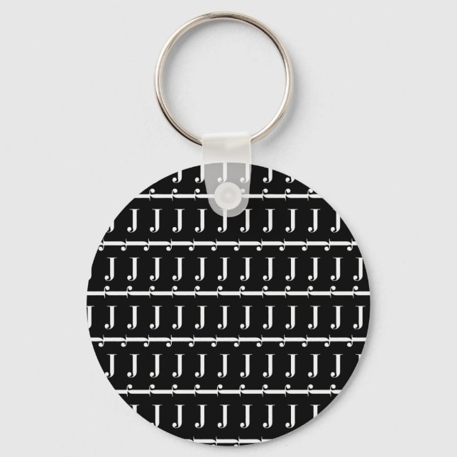 Monogram Initial Letter J Key Ring (Front)