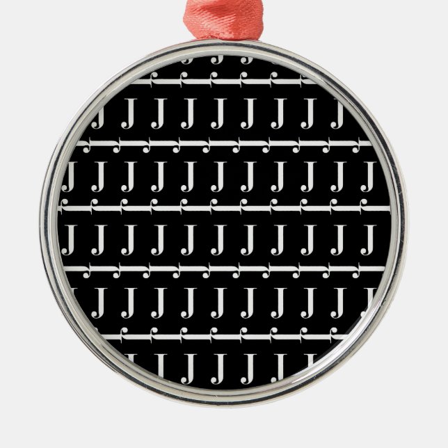 Monogram Initial Letter J Metal Ornament (Front)
