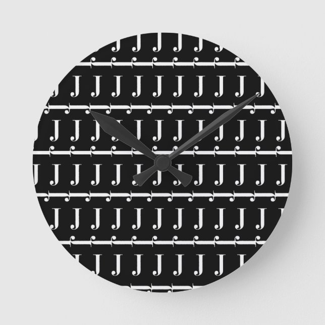 Monogram Initial Letter J Round Clock (Front)