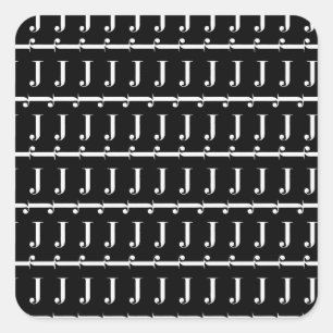Monogram Initial Letter J Square Sticker