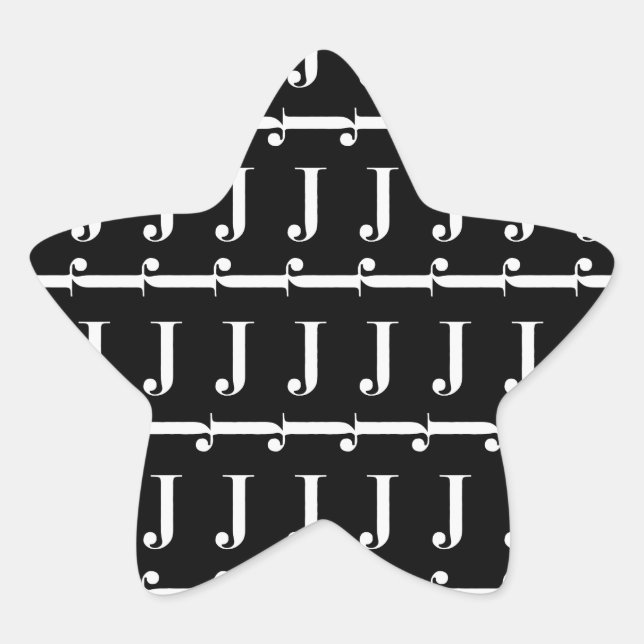 Monogram Initial Letter J Star Sticker (Front)