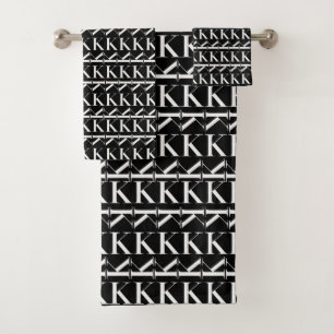 Monogram Initial Letter K Bath Towel Set