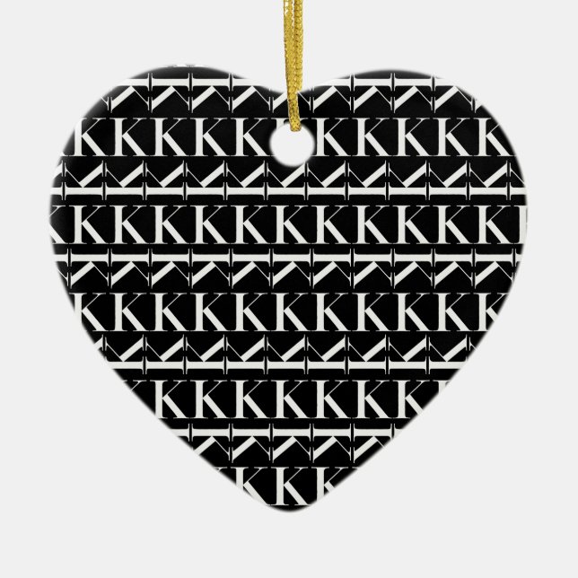 Monogram Initial Letter K Ceramic Ornament (Front)