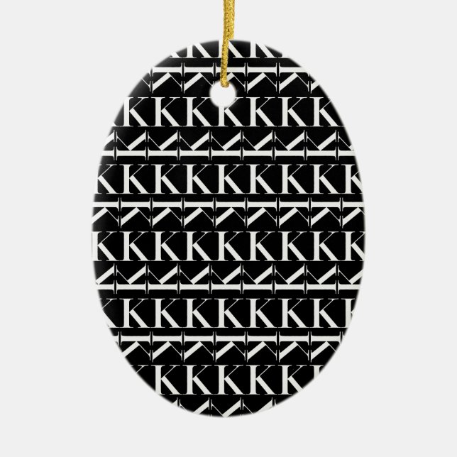 Monogram Initial Letter K, Choose Background Ceramic Ornament (Front)
