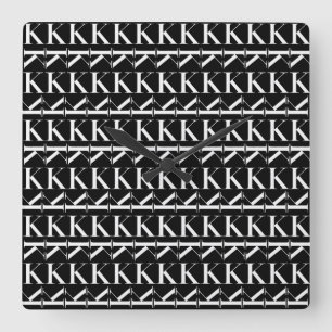 Monogram Initial Letter K, Choose Background Colou Square Wall Clock