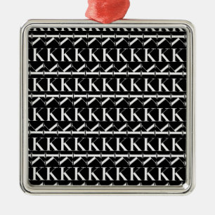 Monogram Initial Letter K, Choose Background Metal Ornament