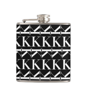 Monogram Initial Letter K Hip Flask