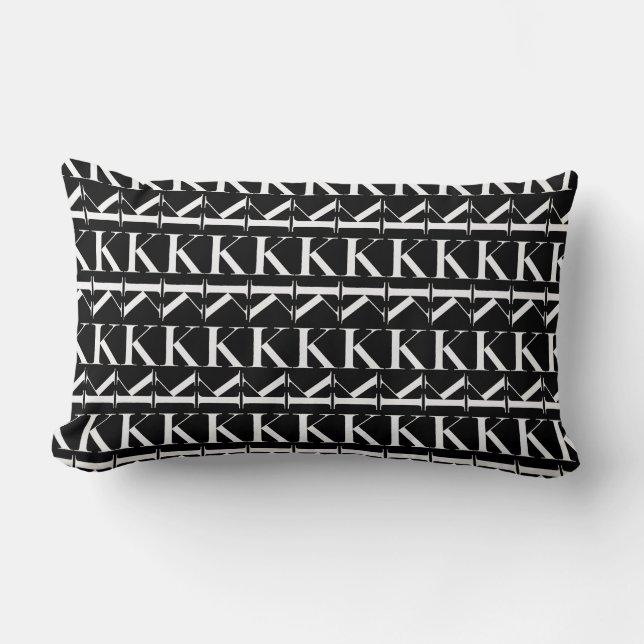 Monogram Initial Letter K Lumbar Cushion (Front)