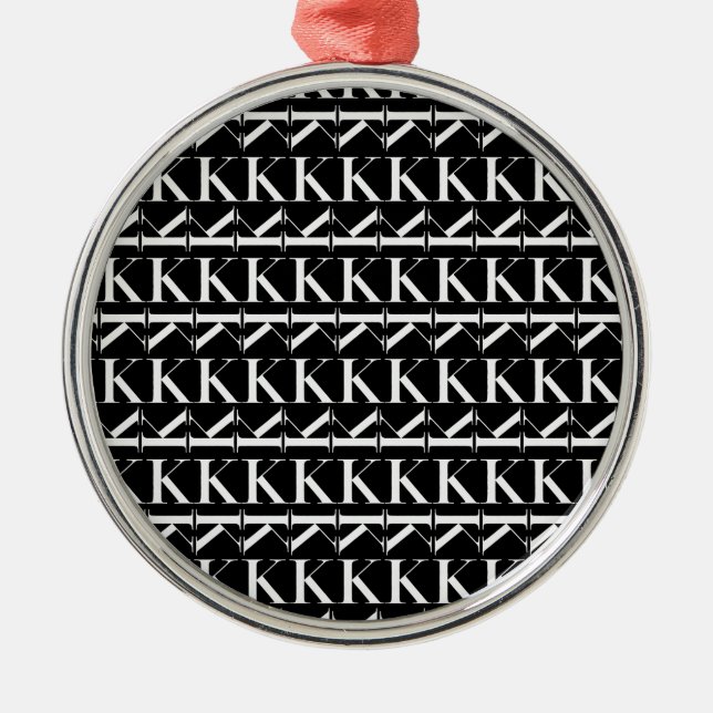 Monogram Initial Letter K Metal Ornament (Front)