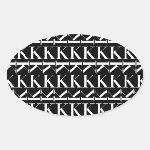 Monogram Initial Letter K Oval Sticker