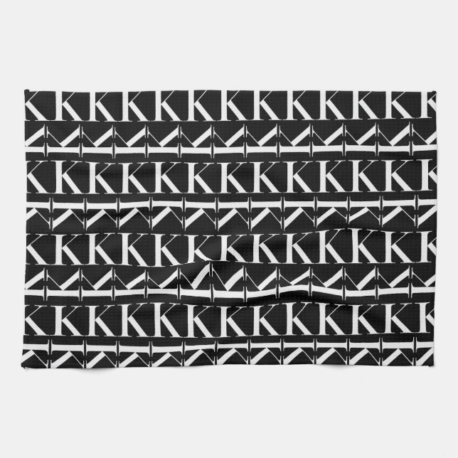 Monogram Initial Letter K Tea Towel (Horizontal)