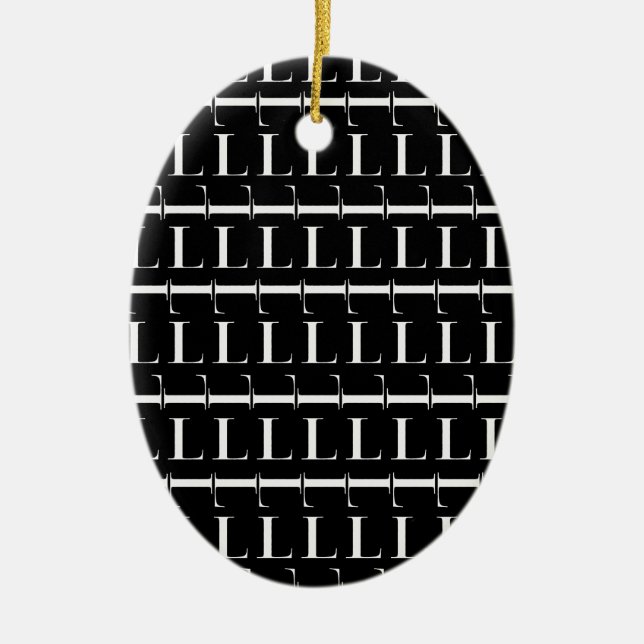 Monogram Initial Letter L Ceramic Ornament (Front)