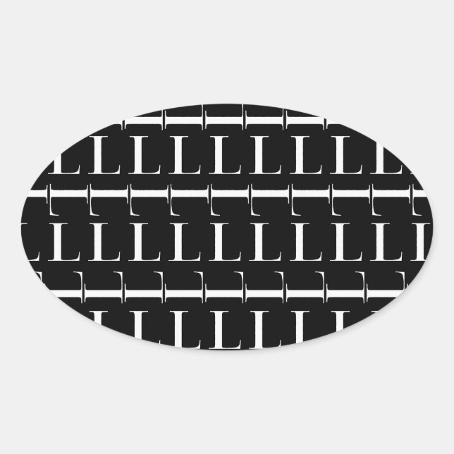 Monogram Initial Letter L Oval Sticker (Front)