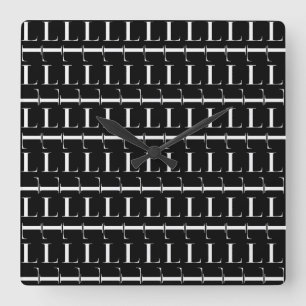 Monogram Initial Letter L Square Wall Clock