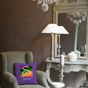 Monogram Initial Letter lavender Throw Pillow