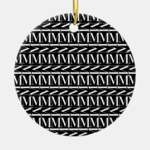 Monogram Initial Letter M Ceramic Tree Decoration