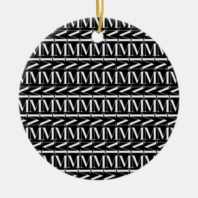 Monogram Initial Letter M Ceramic Tree Decoration (Front)