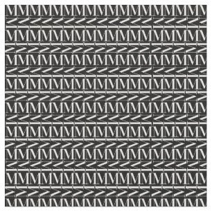 Monogram Initial Letter M, Choose Background Colou Fabric