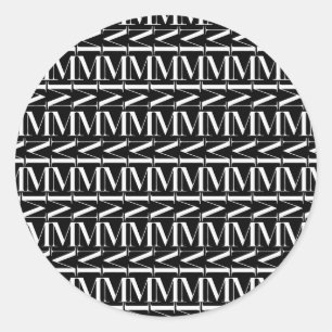 Monogram Initial Letter M Classic Round Sticker