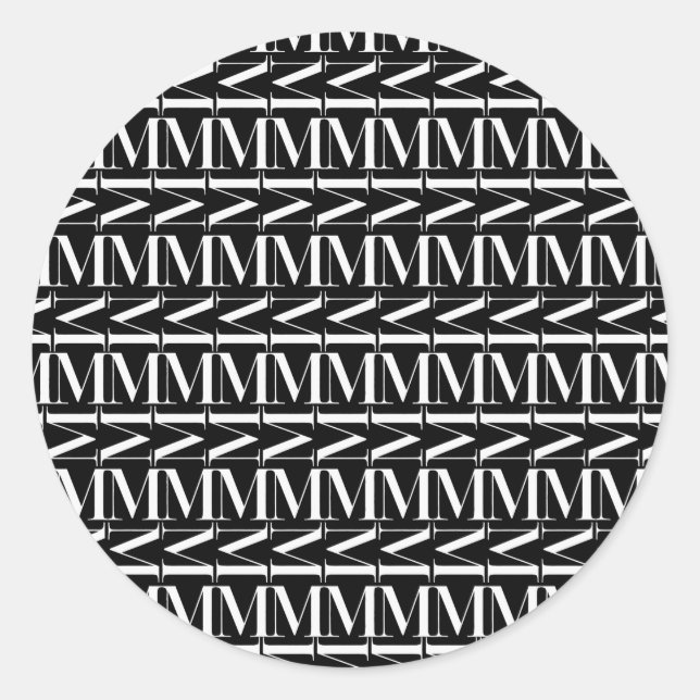 Monogram Initial Letter M Classic Round Sticker (Front)