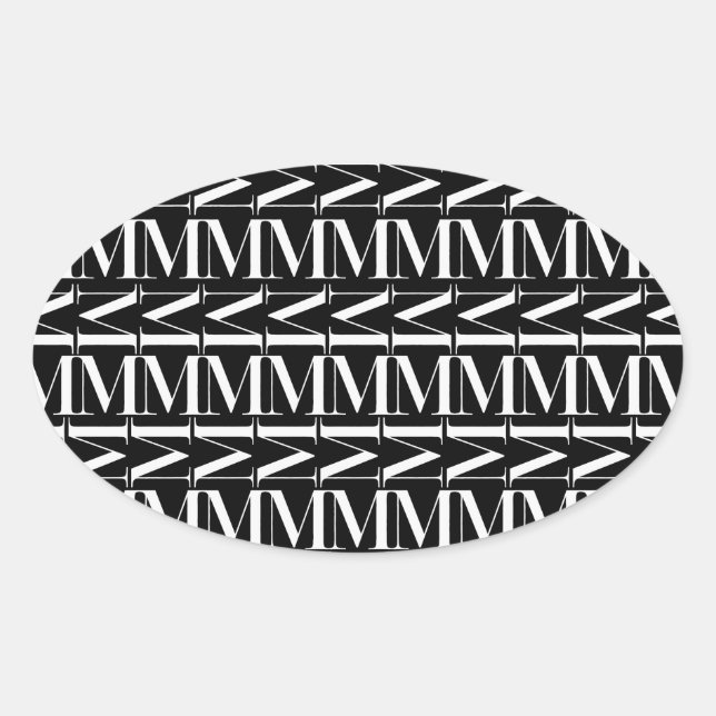 Monogram Initial Letter M Oval Sticker (Front)