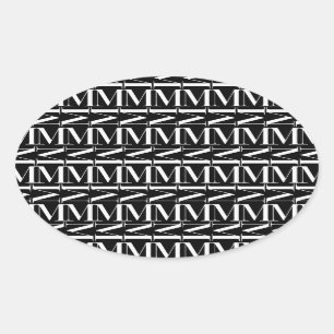 Monogram Initial Letter M Oval Sticker