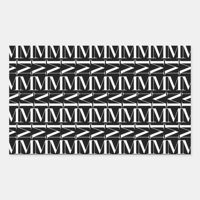 Monogram Initial Letter M Rectangular Sticker (Front)