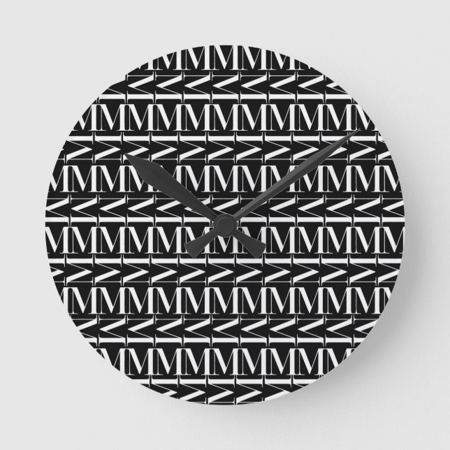 Monogram Initial Letter M Round Clock (Front)