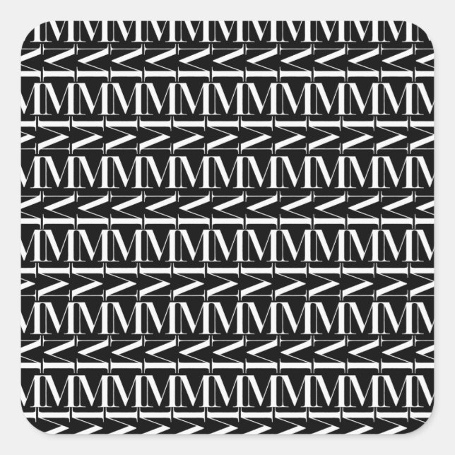Monogram Initial Letter M Square Sticker (Front)
