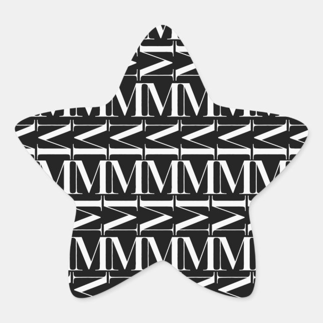 Monogram Initial Letter M Star Sticker (Front)