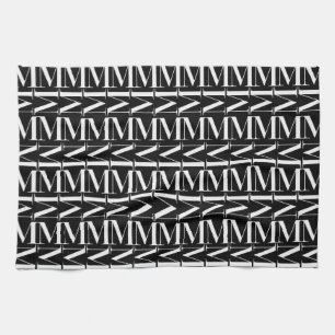 Monogram Initial Letter M Tea Towel