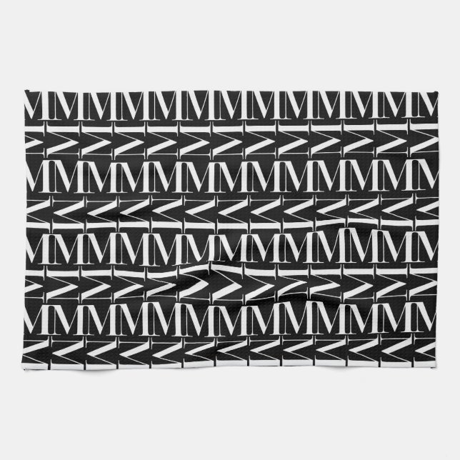 Monogram Initial Letter M Tea Towel (Horizontal)