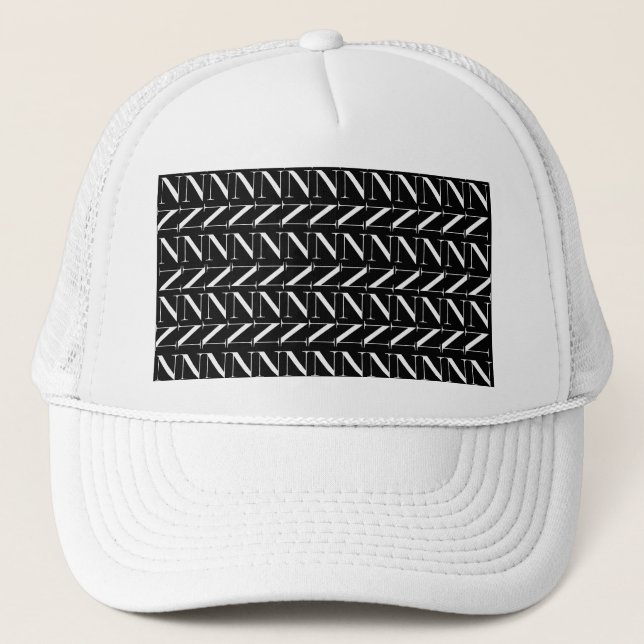 Monogram Initial Letter N Trucker Hat (Front)