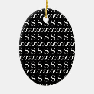 Monogram Initial Letter S, Choose Background Ceramic Tree Decoration