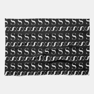 Monogram Initial Letter S, Choose Background Tea Towel