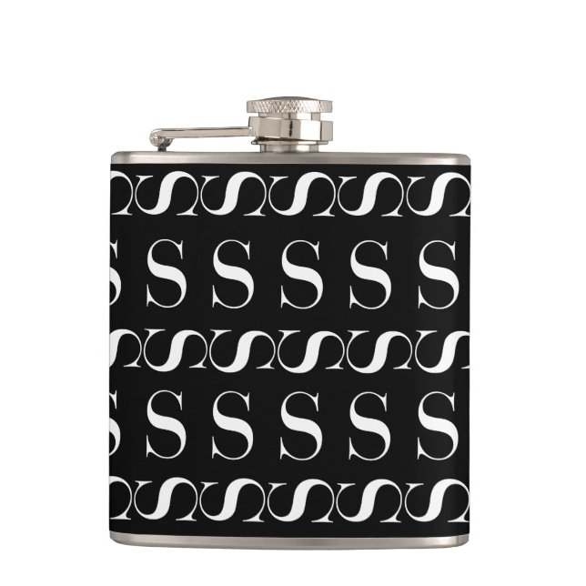 Monogram Initial Letter S Hip Flask (Front)