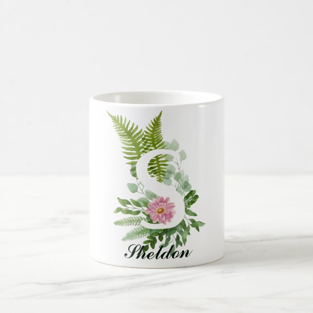 Monogram Initial Letter S | Modern Custom Name Coffee Mug (Center)