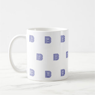 Monogram Initial Letter Simple Pattern Modern Blue Coffee Mug