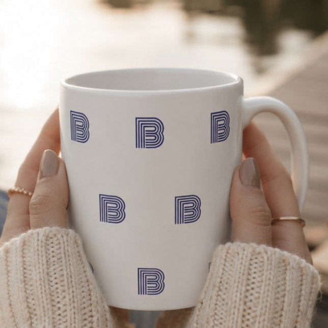Monogram Initial Letter Simple Pattern Modern Blue Coffee Mug (Creator Uploaded)