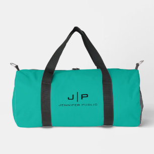 Monogram Initial Letter Teal Custom Template Duffle Bag
