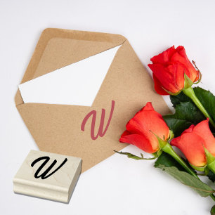 Monogram Initial Letter W Rubber Stamp