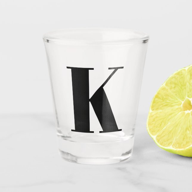 Monogram Initial Letter Wedding Gift Party Favour Shot Glass (Front)