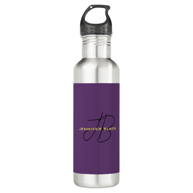 Monogram Initial Letters Indigo Minimalist Modern 710 Ml Water Bottle (Front)