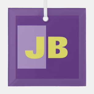 Monogram Initial Letters Purple Yellow Glass Tree Decoration