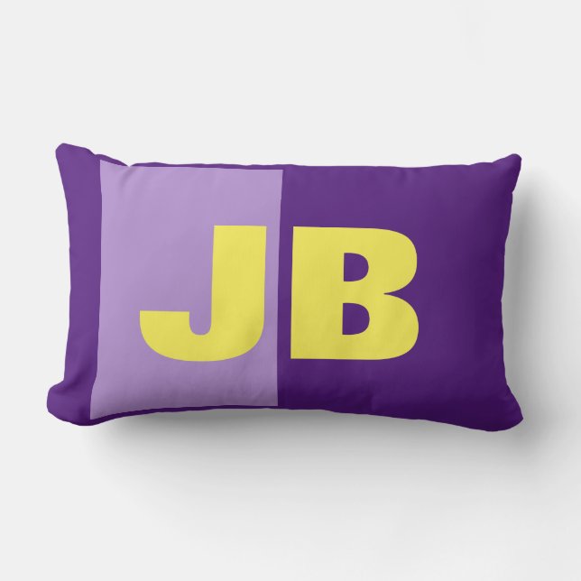 Monogram Initial Letters Purple Yellow Lumbar Cushion (Front)