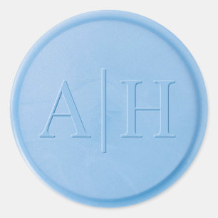 Monogram Initial Linen Blue Wax Seal Sticker