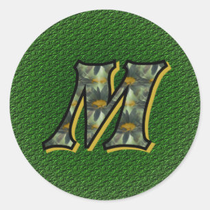 Monogram Initial M Black Daisies Sticker