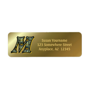 Monogram Initial M Daisies Art Return Address  Label